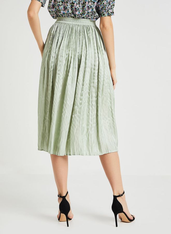 Metallic Plisse Skirt Verde 38