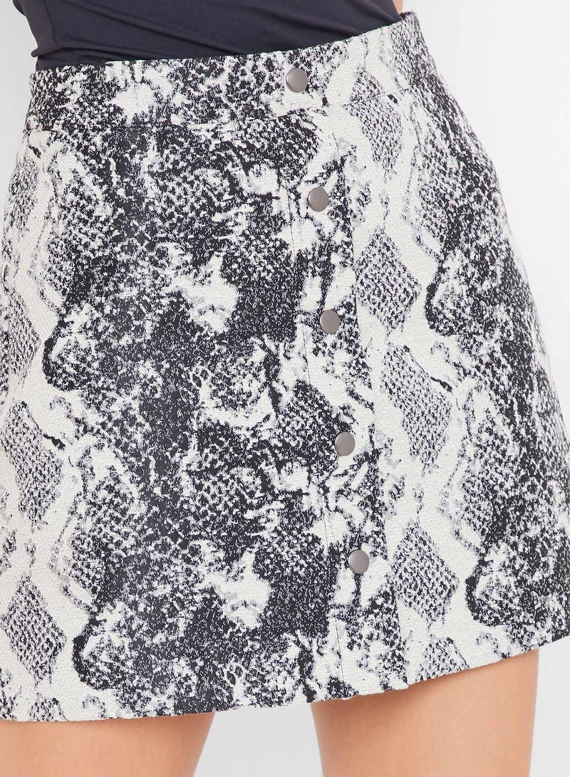 Snake Print Mini Skirt Off-White