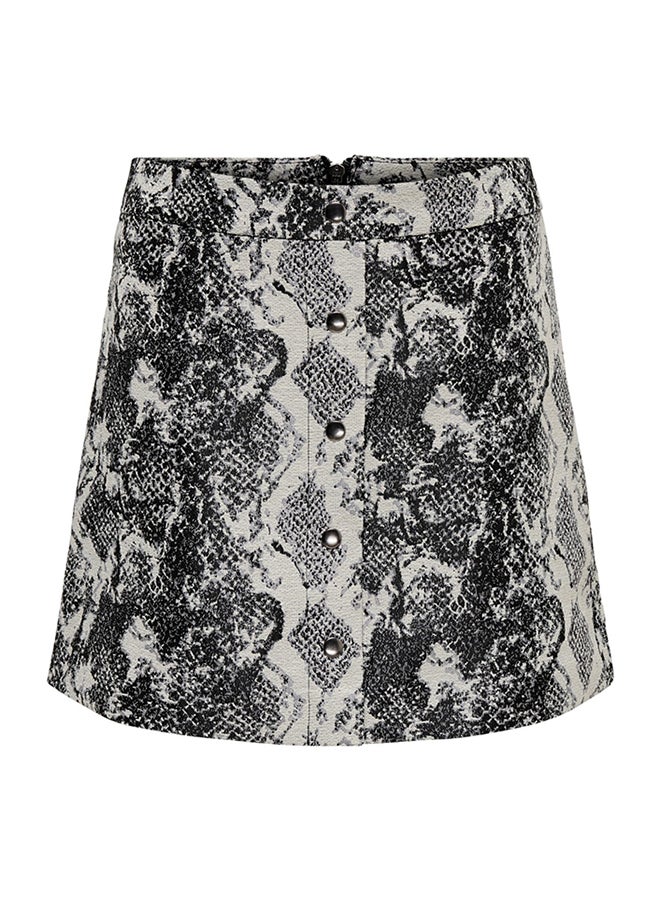Snake Print Mini Skirt Off-White