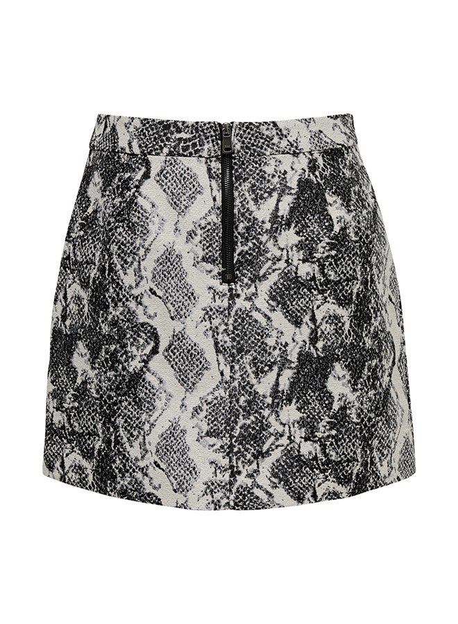Snake Print Mini Skirt Off-White