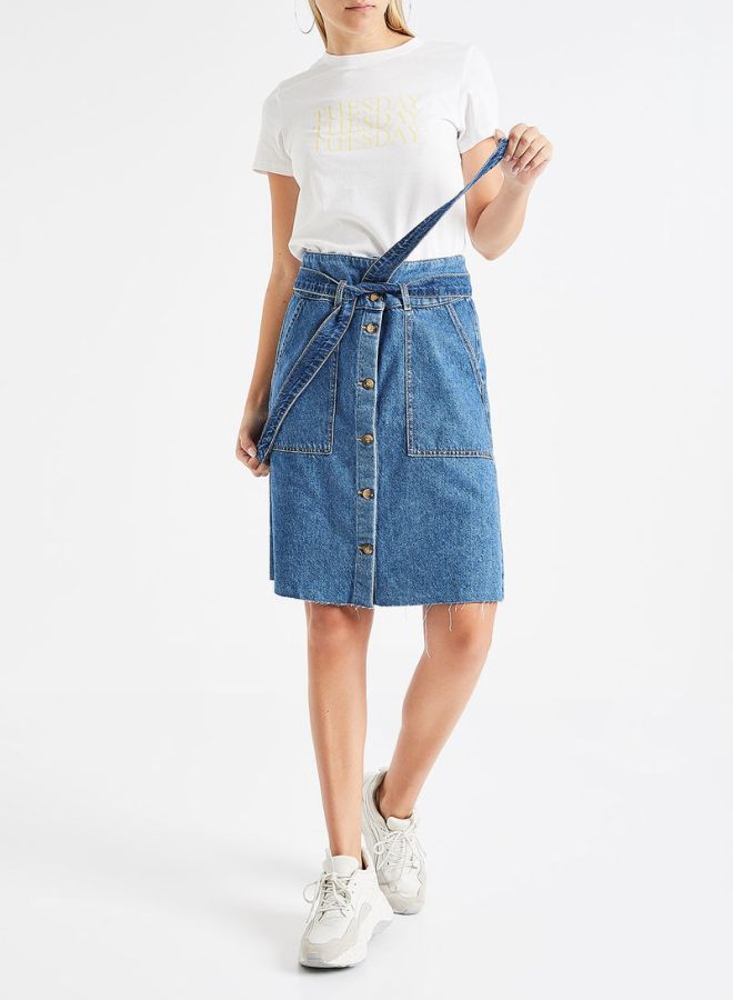 High Waist Skirt Blue