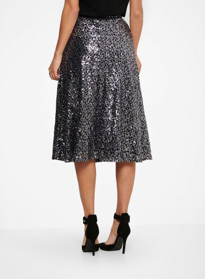 Sequin A-Line Skirt Black