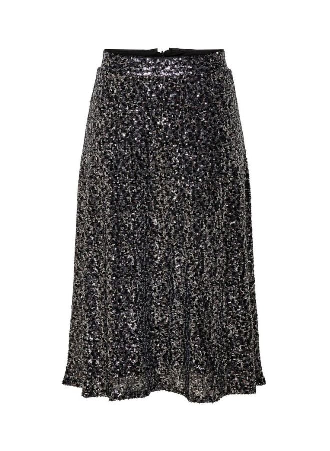 Sequin A-Line Skirt Black