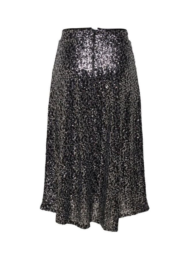 Sequin A-Line Skirt Black