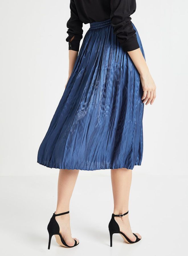 Metallic Plisse Skirt Blue