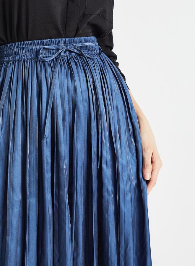 Metallic Plisse Skirt Blue