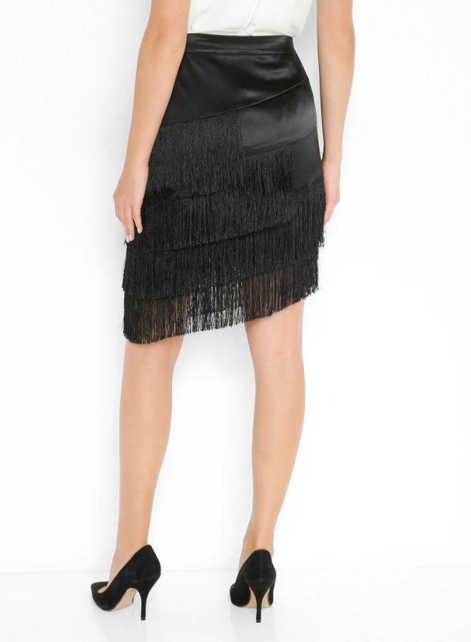 Fringe Detailed Skirt Black