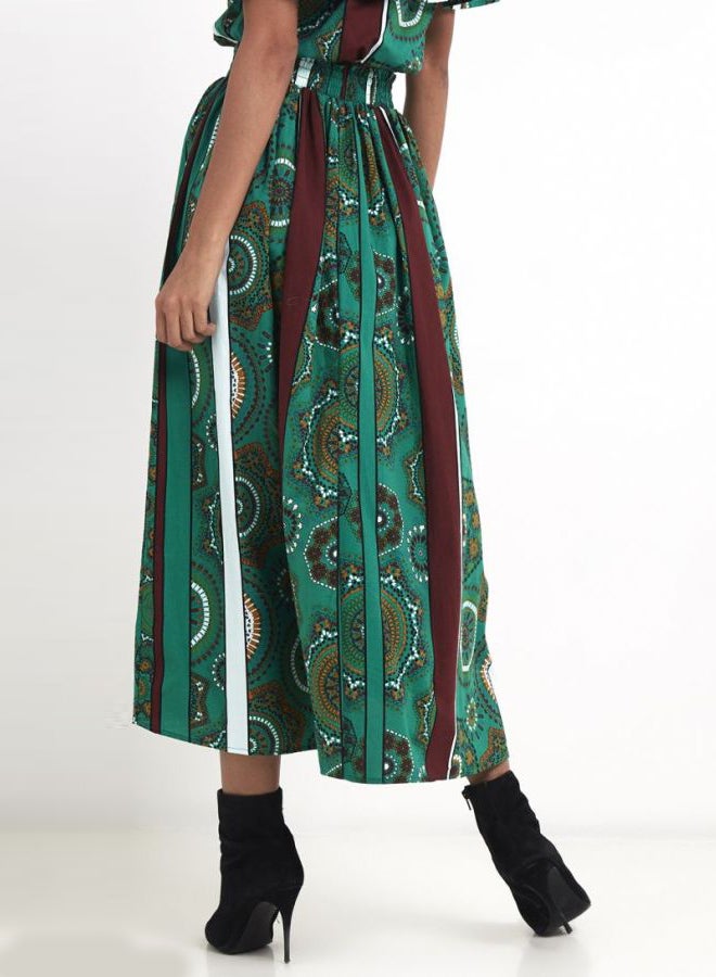 Multi Print Maxi Skirt Green
