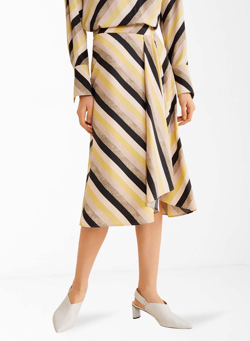 Relaxed Striped Skirt Beige/Black/Yellow