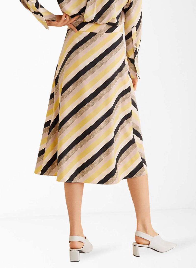 Relaxed Striped Skirt Beige/Black/Yellow