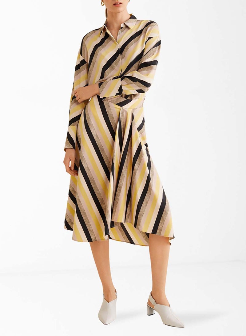 Relaxed Striped Skirt Beige/Black/Yellow