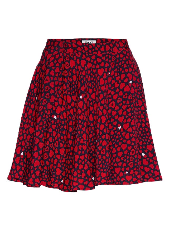 Heart Printed Skirt Red/Black