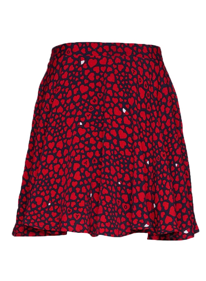 Heart Printed Skirt Red/Black