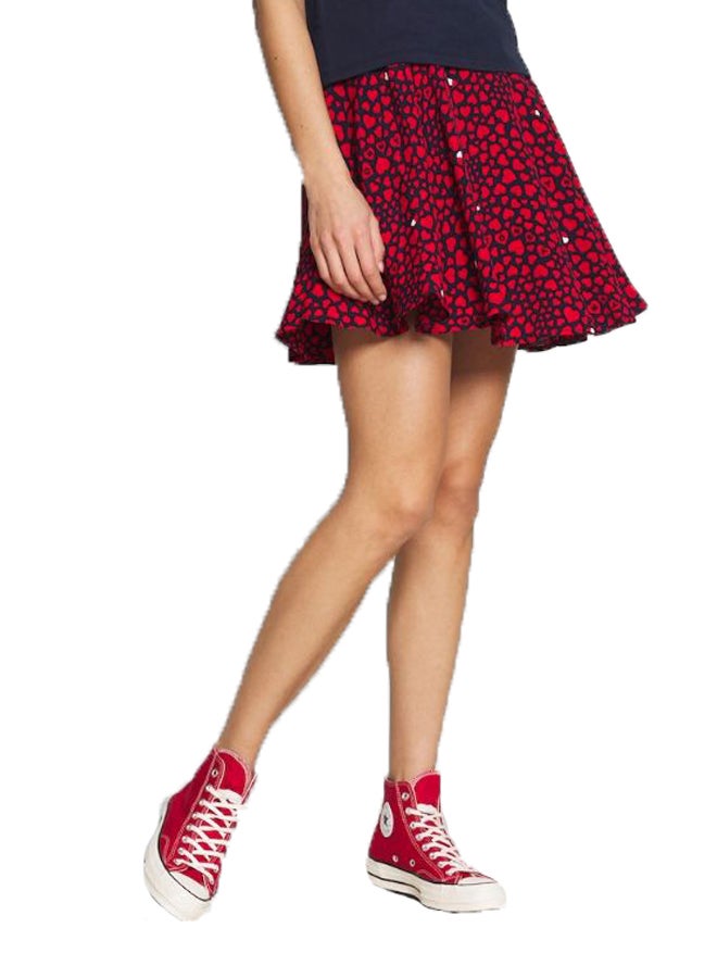 Heart Printed Skirt Red/Black