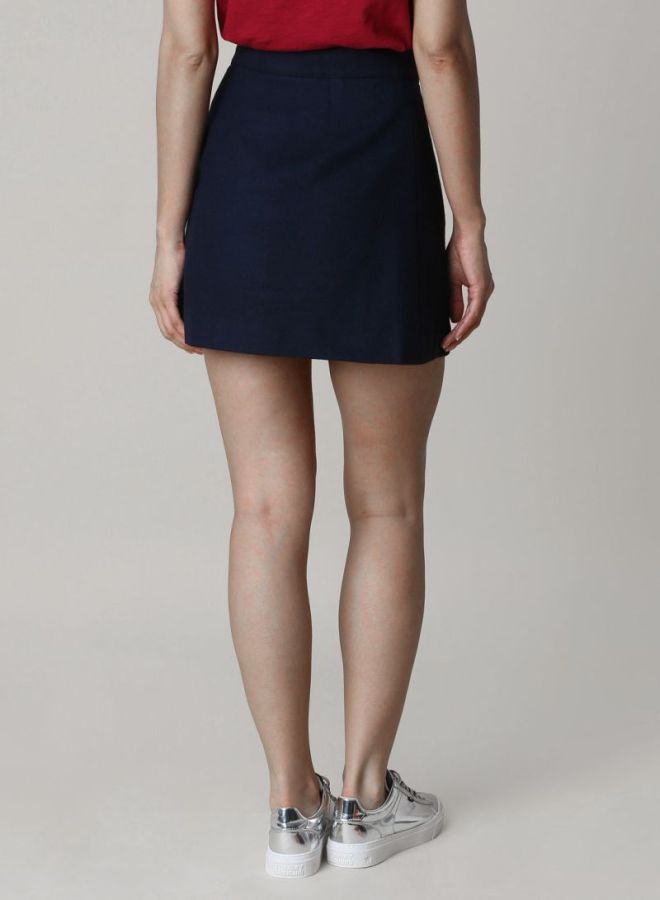 Wool Blend Mini Skirt Blue