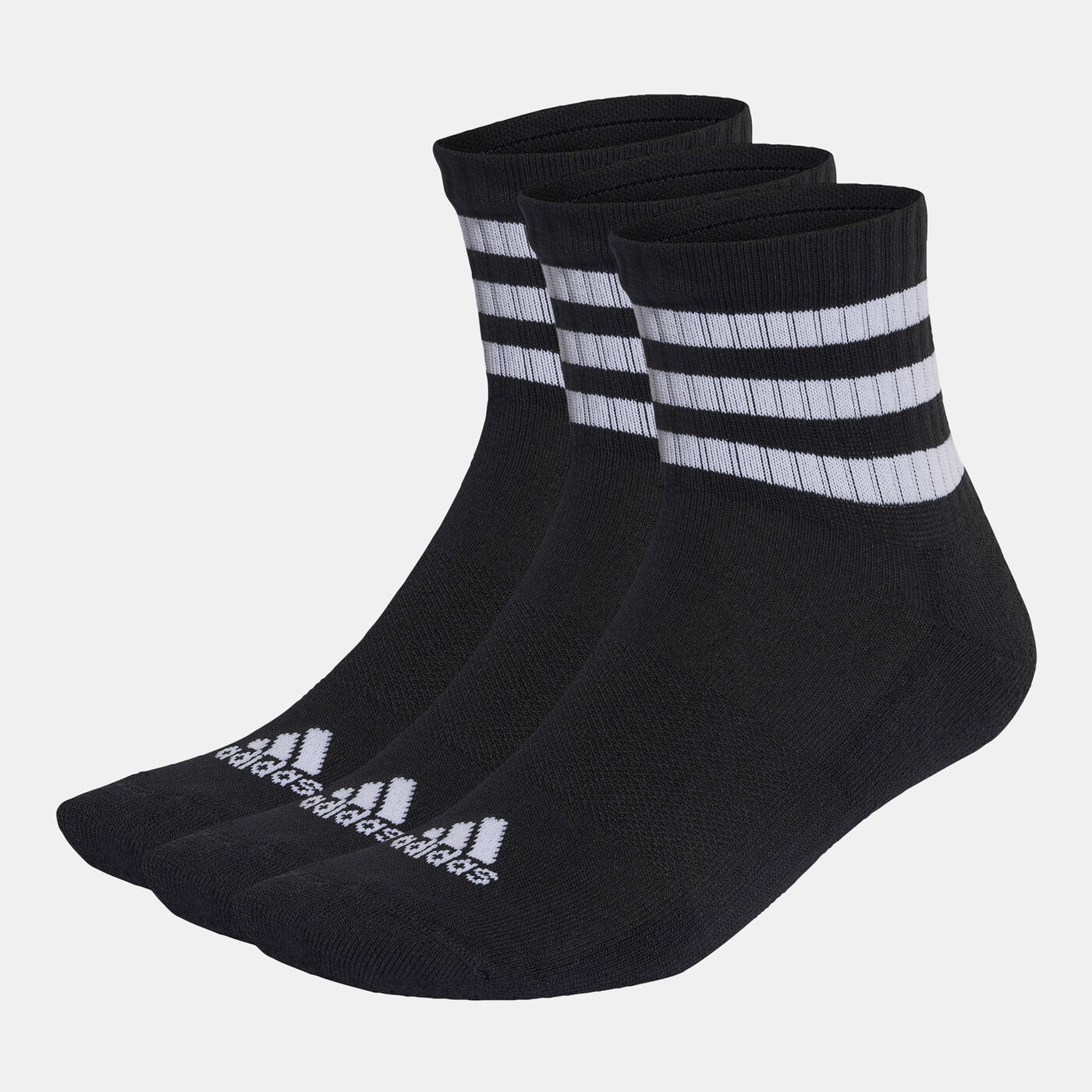 Men’s 3-Stripes Cushioned Sportswear Mid-Cut Socks (3 Pack)