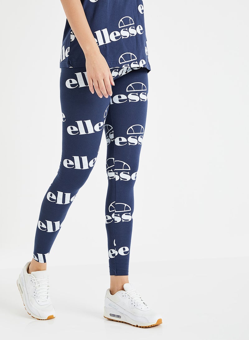 Logo Printed Esempio Leggings Navy
