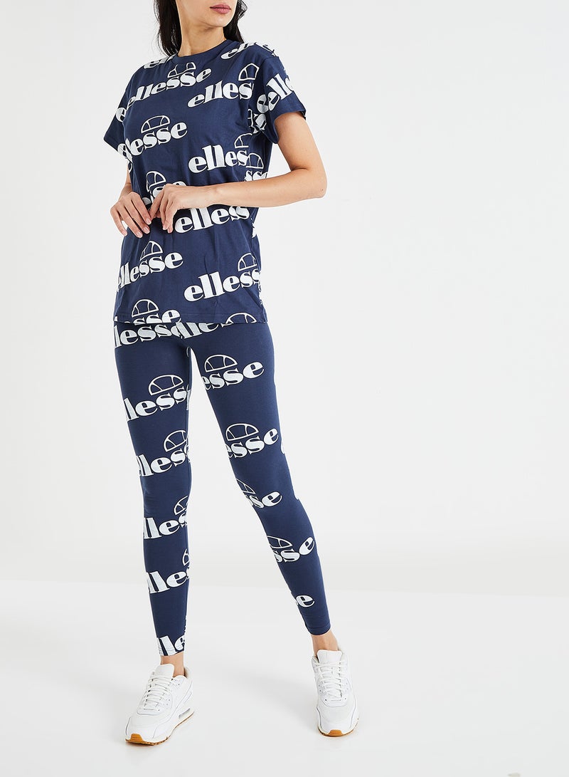 Logo Printed Esempio Leggings Navy