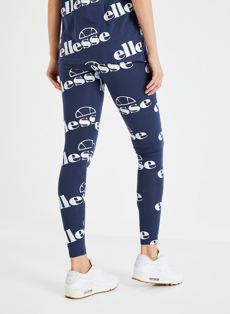 Logo Printed Esempio Leggings Navy