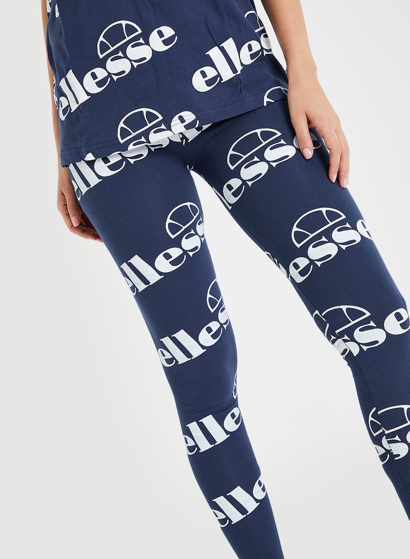 Logo Printed Esempio Leggings Navy