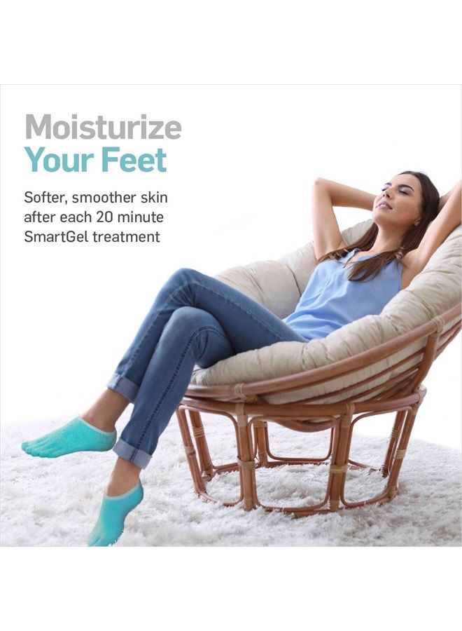 5-Toe Gel Lined Foot Moisturizing Socks – Aloe & Shea Infused Fuzzy Hydrating Socks for Women & Men - Soft Feet Moisturizer Spa & Pedicure Socks for Dry Cracked Heels, Calluses - Medium