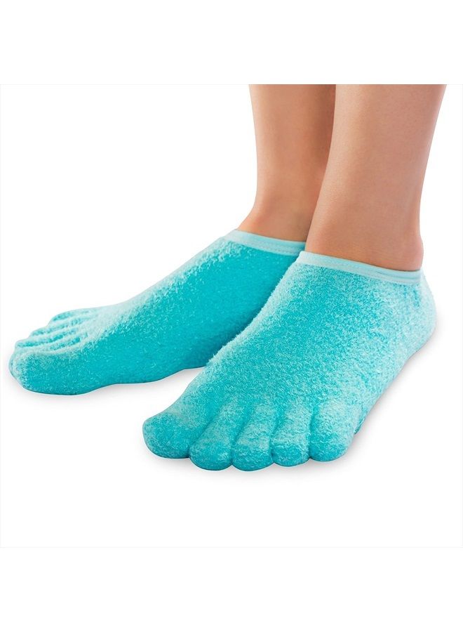 5-Toe Gel Lined Foot Moisturizing Socks – Aloe & Shea Infused Fuzzy Hydrating Socks for Women & Men - Soft Feet Moisturizer Spa & Pedicure Socks for Dry Cracked Heels, Calluses - Medium