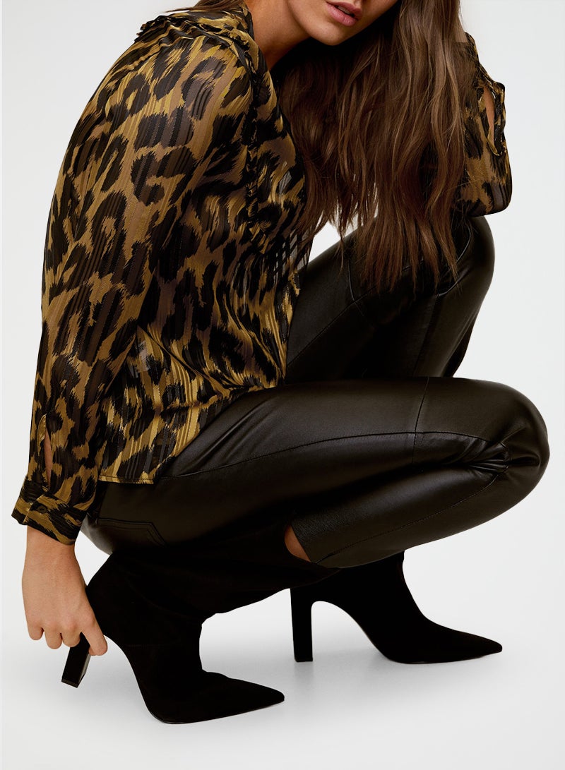 Leopard Print Metallic Top Brown/Black