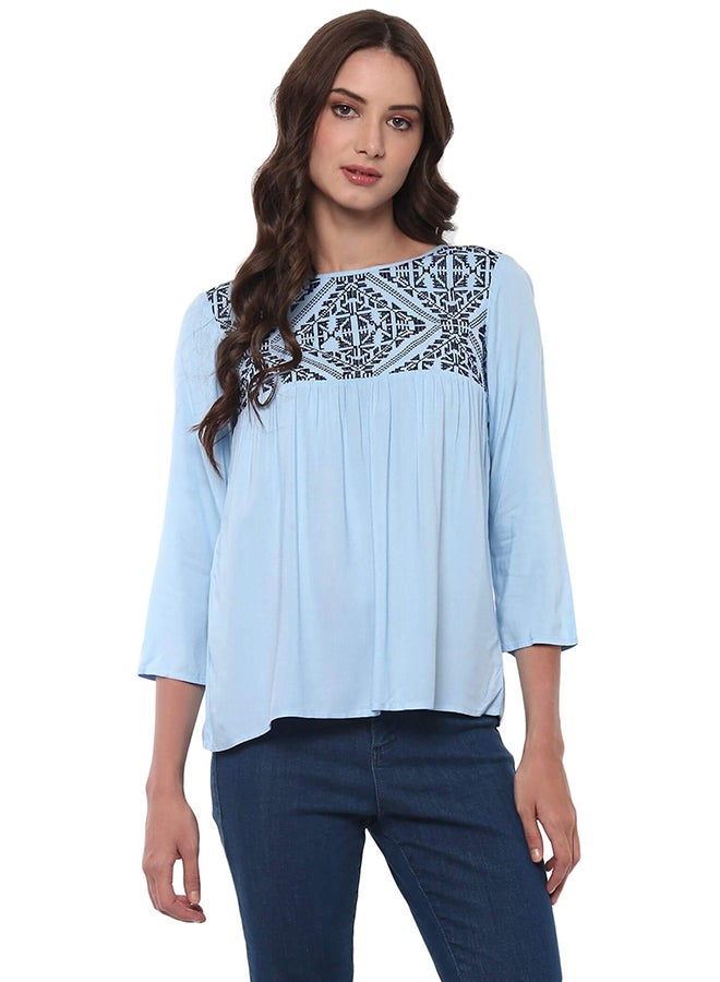 Embroidered Top Light blue