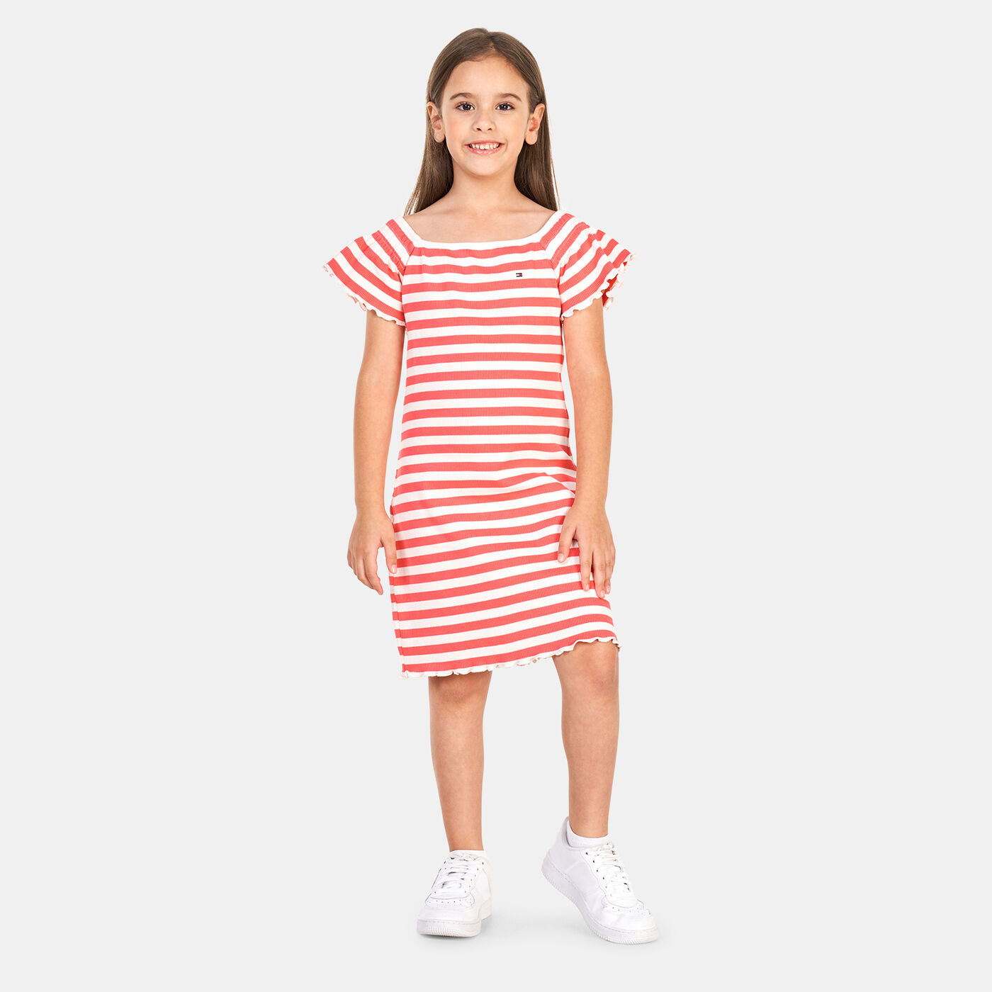 Kids' Off Shoulder Stripe Dress