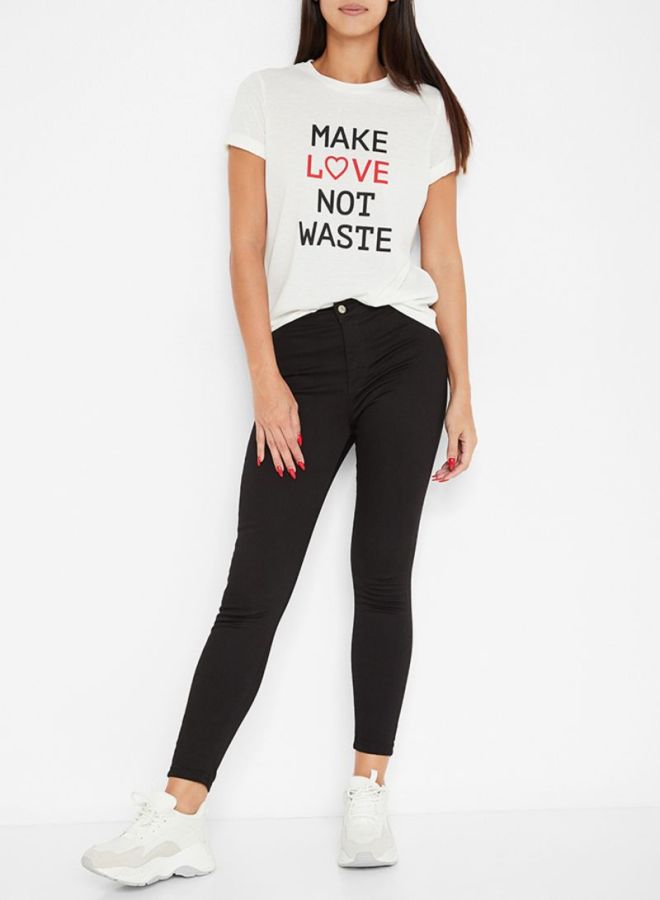 Contrast Texts Printed T-Shirt Snow White