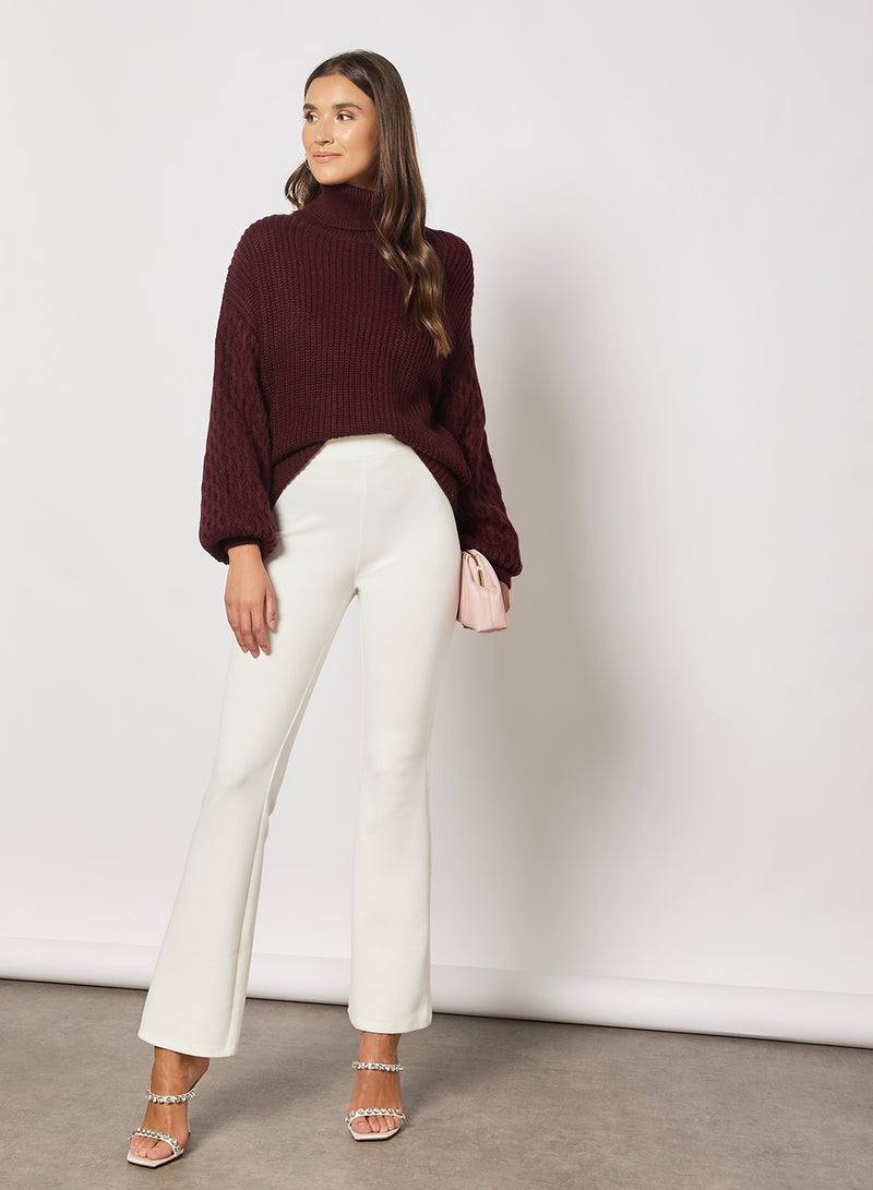 Classic Style Turtleneck Sweater Plum