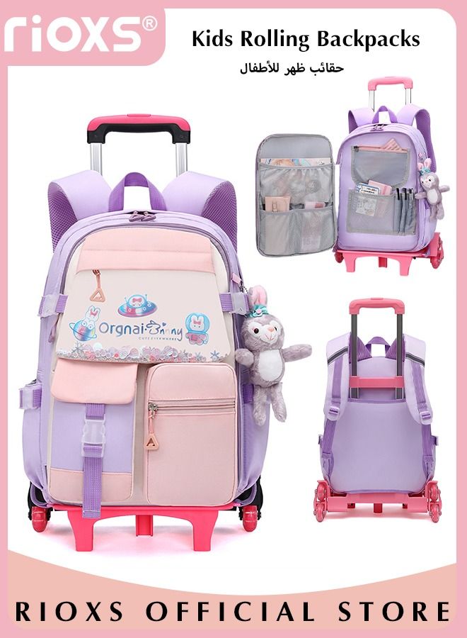 Kids Backpack, Rolling Backpacks For Girls, Fashion Printed Trolley School Bags,  Large Capacity Wheeled Luggage Bag, Kids' Waterpoof Backpack, Students Book Bag For Kindergarten And Elementary, Boys Girls Schoolbag