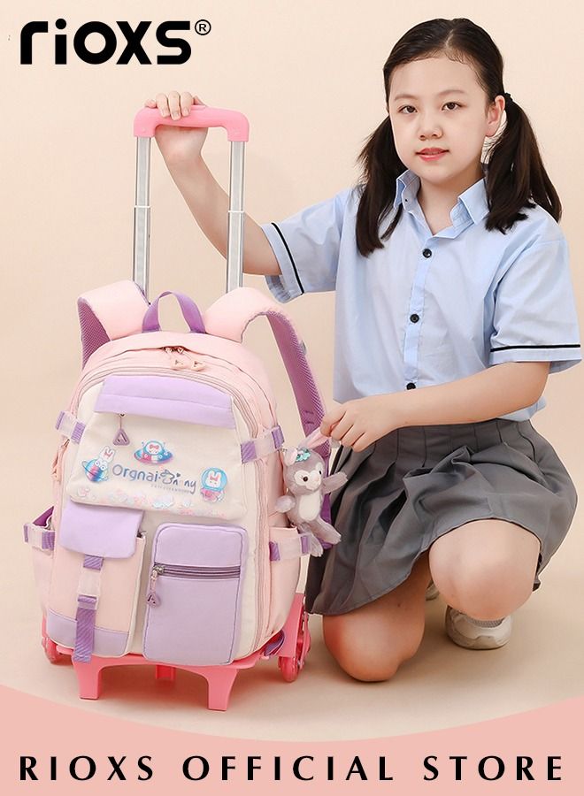 Kids Backpack, Rolling Backpacks For Girls, Fashion Printed Trolley School Bags,  Large Capacity Wheeled Luggage Bag, Kids' Waterpoof Backpack, Students Book Bag For Kindergarten And Elementary, Boys Girls Schoolbag