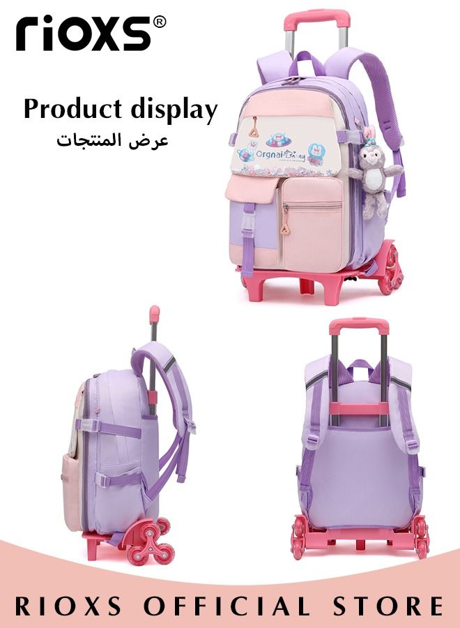 Kids Backpack, Rolling Backpacks For Girls, Fashion Printed Trolley School Bags,  Large Capacity Wheeled Luggage Bag, Kids' Waterpoof Backpack, Students Book Bag For Kindergarten And Elementary, Boys Girls Schoolbag