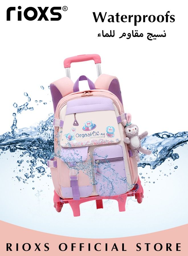 Kids Backpack, Rolling Backpacks For Girls, Fashion Printed Trolley School Bags,  Large Capacity Wheeled Luggage Bag, Kids' Waterpoof Backpack, Students Book Bag For Kindergarten And Elementary, Boys Girls Schoolbag