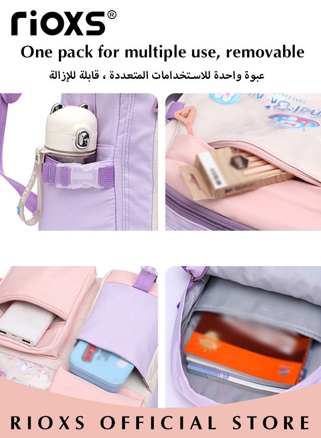 Kids Backpack Little Girls Cute Personalized Book Bags for Elementary School Lightweight Resistant Big Travel Daypack with Free Pen Case and Stick Badge