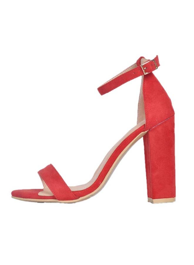 Leather Buckle Closure Casual Sandals Red