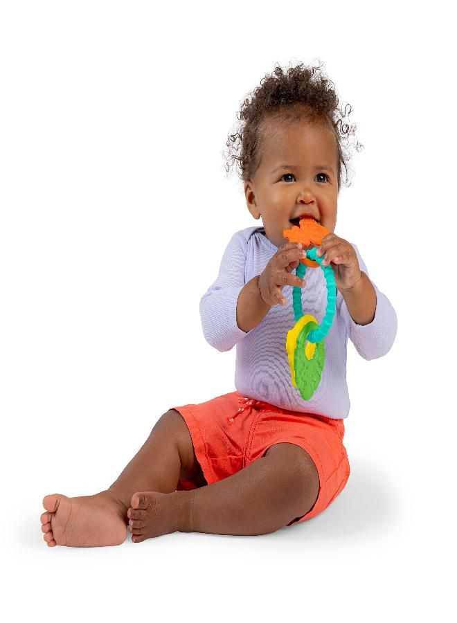 Bright Starts Tropical Chews Silicone Teething Ring - BPA-Free Monkey, Leaf, Banana - Unisex, 3 Months +