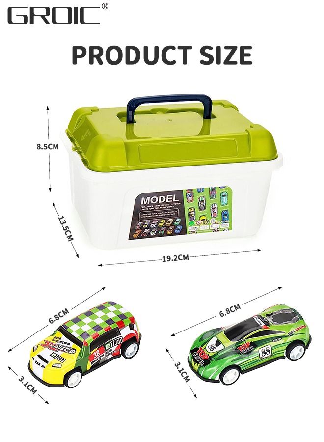 30 Pack Pull Back Toy Cars with Storage Box, Back to Force Toy Cars, Alloy Cast Mini Die-Cast Race Cars Vehicles Bulk, Party Favor Cars Toys, Best Gifts for Toddlers