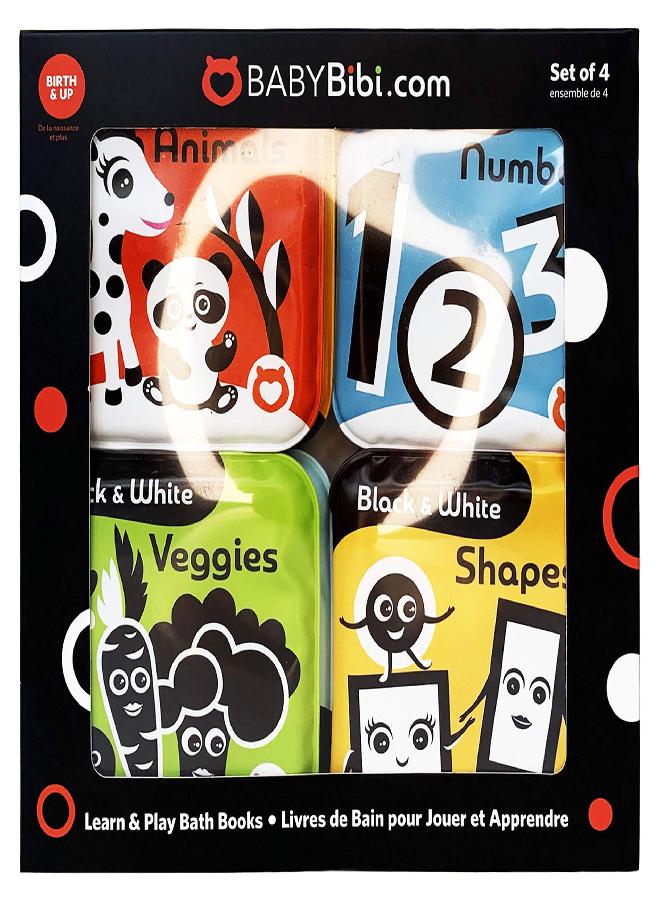 Floating Baby Bath Books - High Contrast Black and White Waterproof Bath Books for Babies 3+ Months