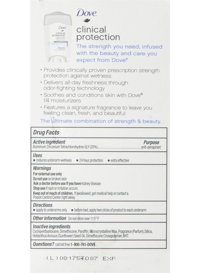 Dove Clncl Prtct Clnorigi Size 1.7z Dove Clinical Protection Original Clean Antiperspirant Deodorant