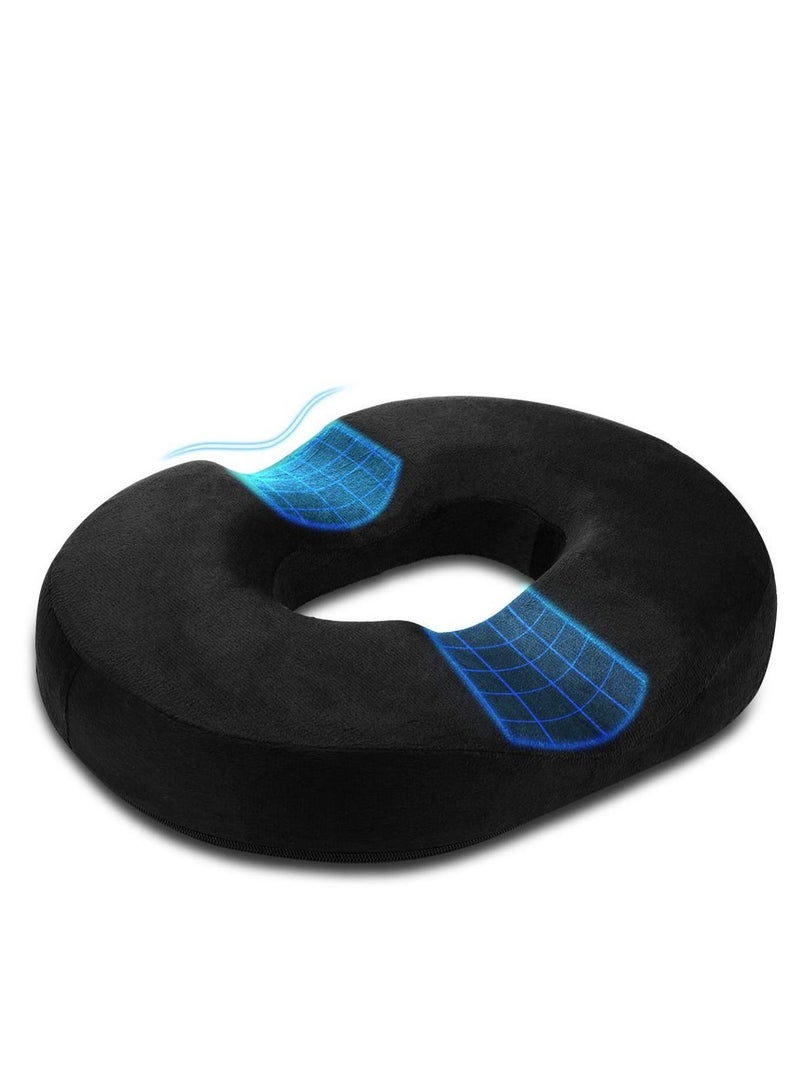 Memory Foam Donut Pillow Portable Orthopedic Hemmoroid Pillow Cushion Support Pad for Tailbone Pain, Hemorrhoids, Prostate, Pregnancy, Coccyx, Sciatica, Post Natal & After Surgery