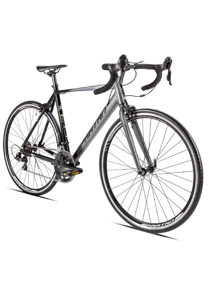 SPARTAN 700C Peloton Road Bicycle | Alloy Frame Road Bike | Light weight Cycle | Fitness Road Bicycles | Size - Medium (54Cm) Shadow Black