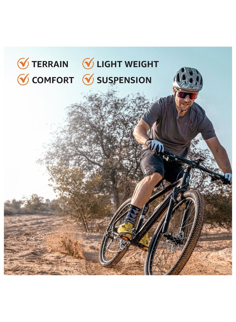 Hardtail Mountain Bicycle| Lightweight alloy frame & rims | Gear | Disc brakes | Front Suspension Bike and Shimano Shifters| Sand Grey | Size - 26 Inches