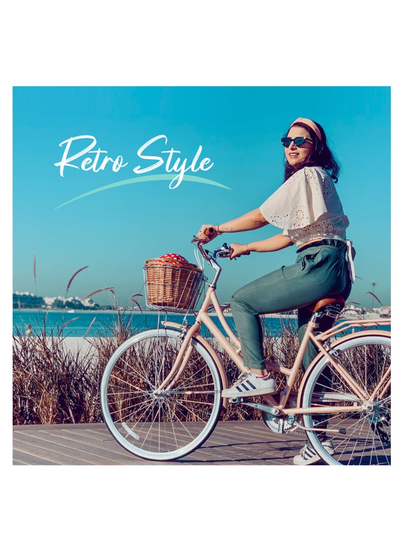 Platinum City Bike – 26 Inch – Bikes With Gears For Women – Cruiser Bicycle For Ladies – Includes Rear Rack, Vintage Basket And Stand, Comfort Saddle – Commuter Bicycles - Desert Sage