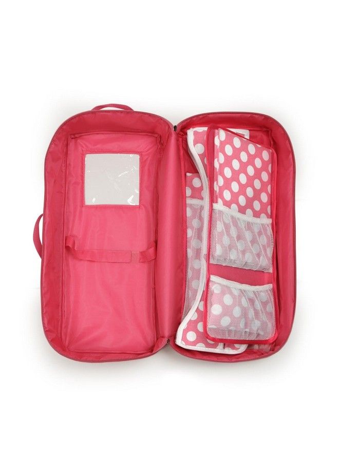 Toy Doll Travel Case With Popup Bed With Bedding For 18 Inch Dolls Pink