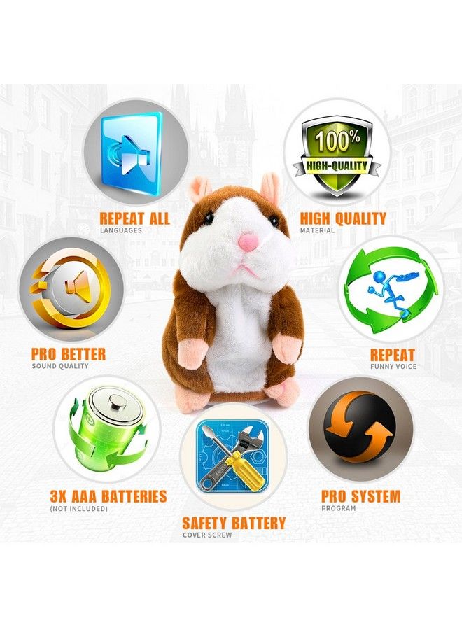 Plush Interactive Toys Pro Talking Hamster Repeats What You Say Electronic Pet Chatimals Mouse Buddy For Boy And Girl 5.7 X 3 Inches