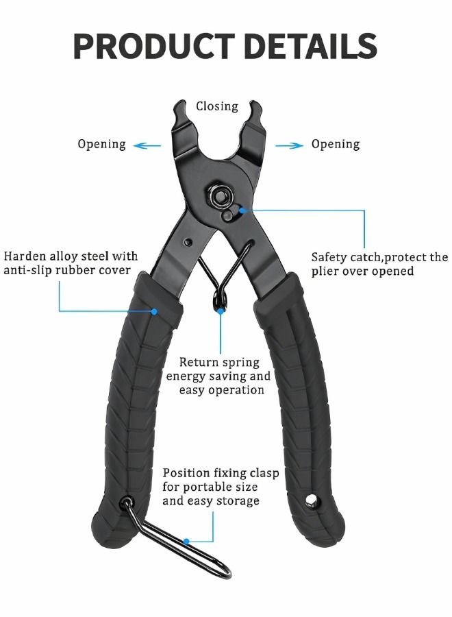 7 PCS Chains Repair Tool Kit  Bicycle Chain Removal or Installation Tools, Bike Link Plier + Chain Breaker Splitter Tool + Chain Checker + 3 Pairs Bicycle Missing Links+ Bike Chain Cleaner