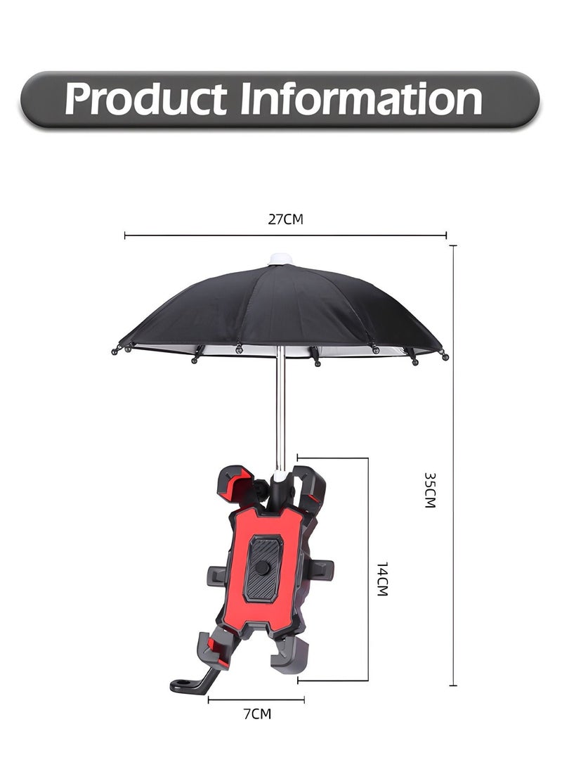 Bike Phone Holder, Motorcycle Phone Mount Motorcycle Handlebar Cell Phone Clamp, Scooter Phone Clip with Umbrella,Bicycle Riding Equipment