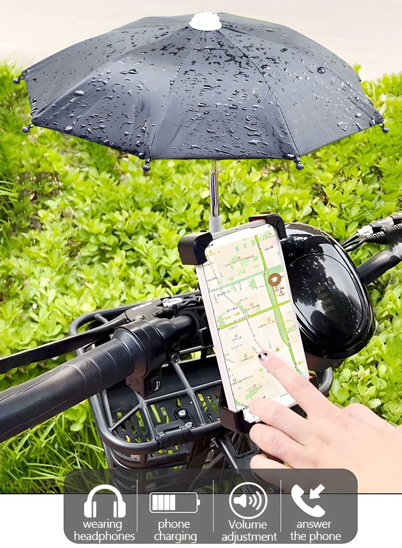 Bike Phone Holder, Motorcycle Phone Mount Motorcycle Handlebar Cell Phone Clamp, Scooter Phone Clip with Umbrella,Bicycle Riding Equipment